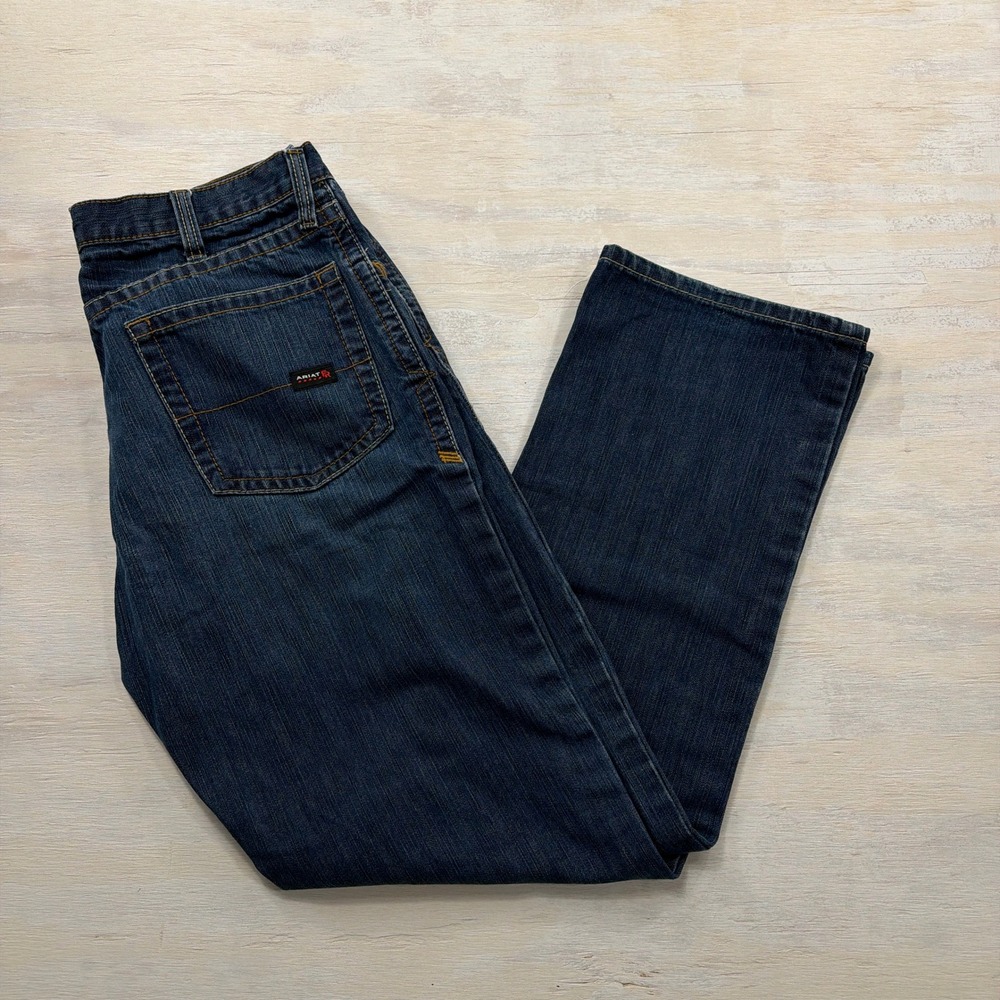 Ariat Jeans FR M4 Low Rise Boot Cut 38x34 Flame Resistant Blue Denim Mens